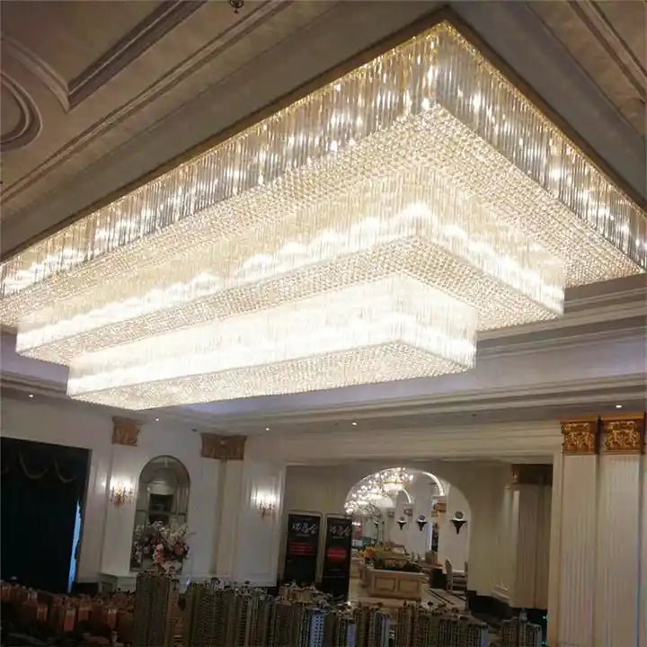 Modern Extra 2/3 Tiered Flush Mount Crystal Chandelier for Large Area - Zelno Lighting