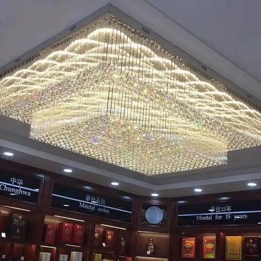 Modern Extra 2/3 Tiered Flush Mount Crystal Chandelier for Large Area - Zelno Lighting