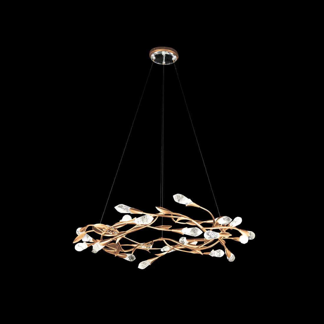 Modern Linear/Round Floral Branches Crystal Chandelier - Zelno Lighting