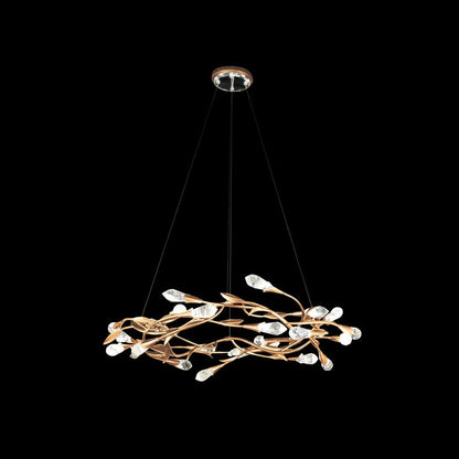 Modern Linear/Round Floral Branches Crystal Chandelier - Zelno Lighting
