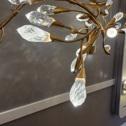 Modern Linear/Round Floral Branches Crystal Chandelier - Zelno Lighting