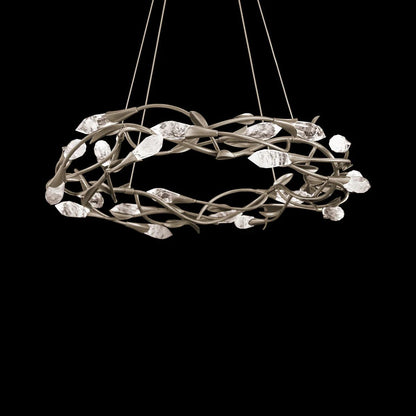 Modern Linear/Round Floral Branches Crystal Chandelier - Zelno Lighting