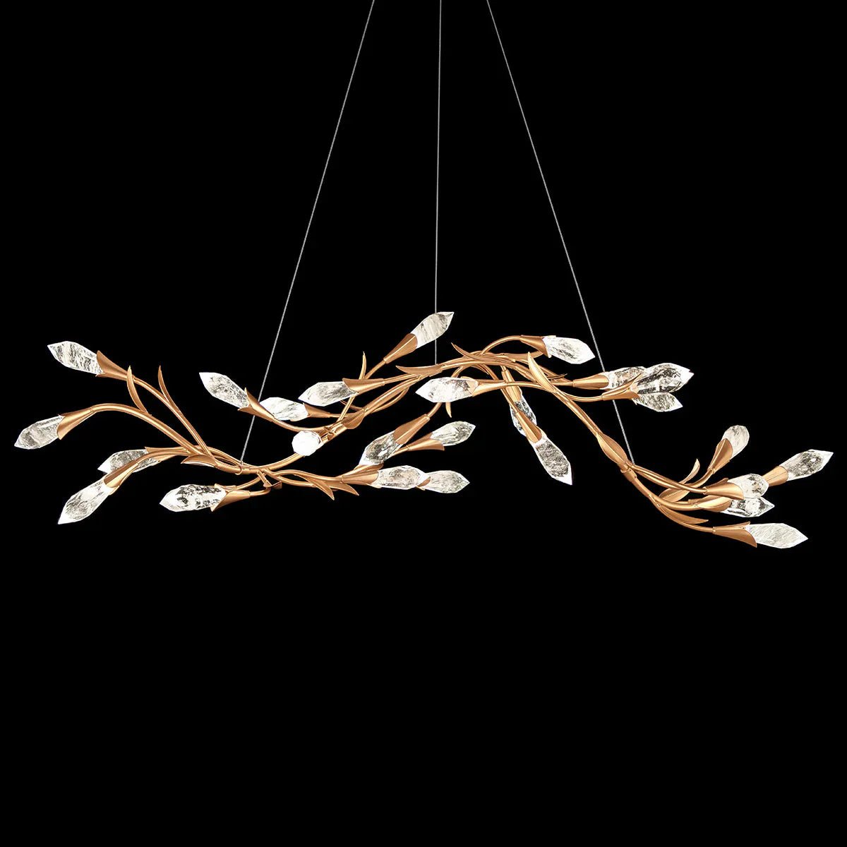 Modern Linear/Round Floral Branches Crystal Chandelier - Zelno Lighting