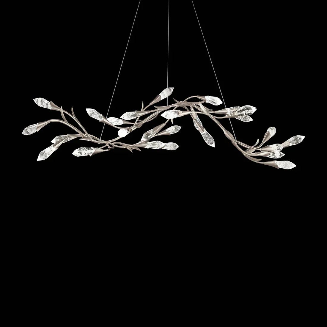 Modern Linear/Round Floral Branches Crystal Chandelier - Zelno Lighting