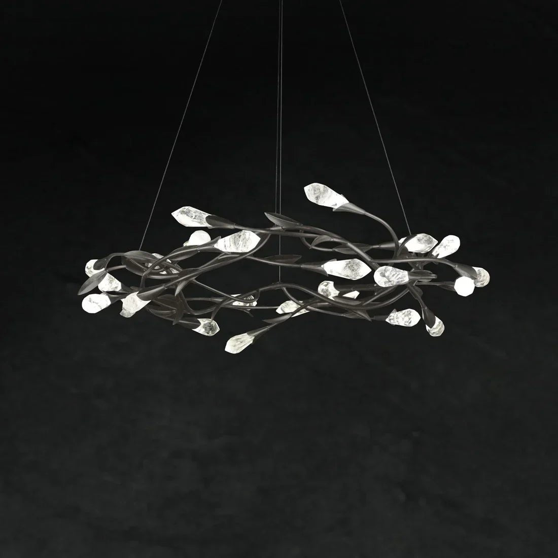 Modern Linear/Round Floral Branches Crystal Chandelier - Zelno Lighting