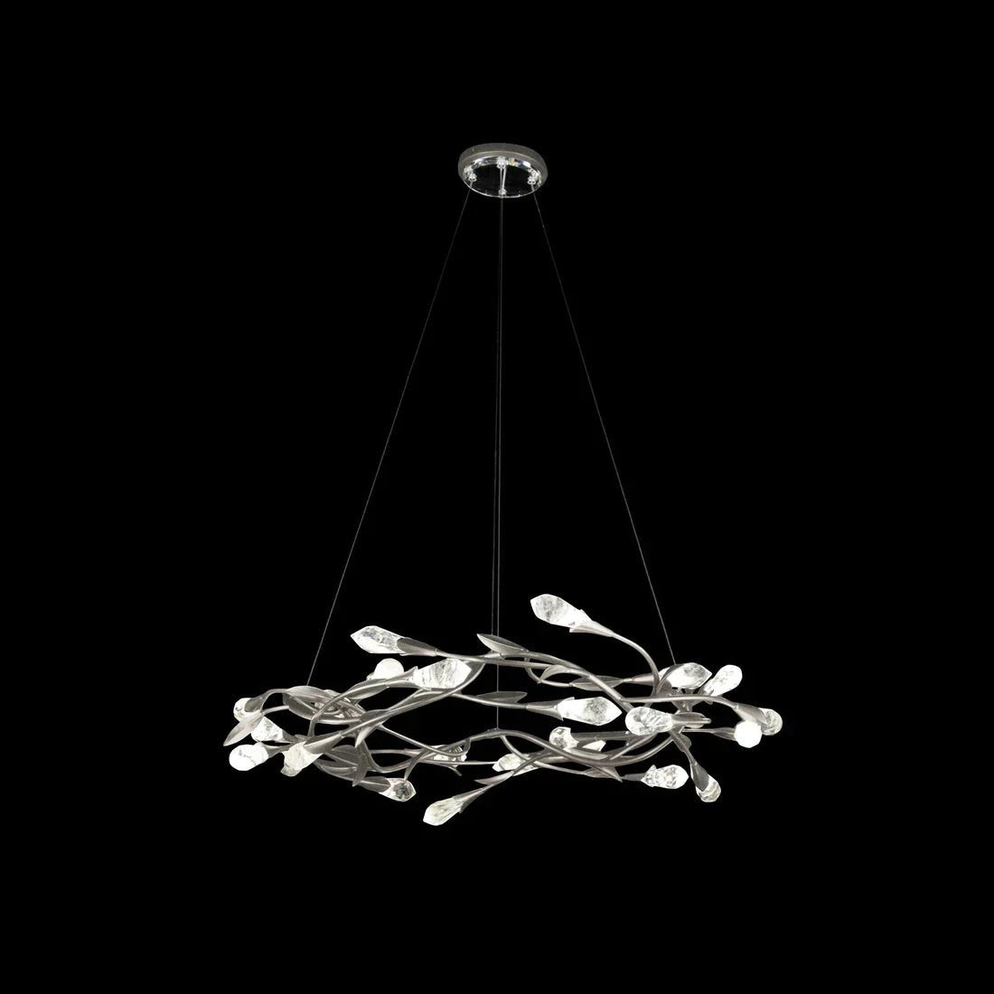 Modern Linear/Round Floral Branches Crystal Chandelier - Zelno Lighting