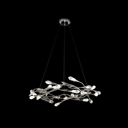 Modern Linear/Round Floral Branches Crystal Chandelier - Zelno Lighting