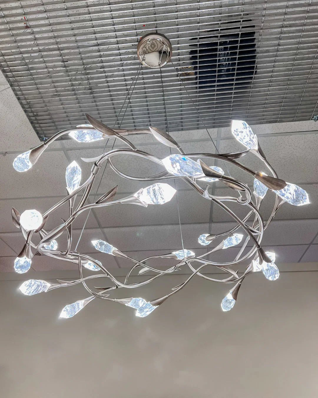 Modern Linear/Round Floral Branches Crystal Chandelier - Zelno Lighting