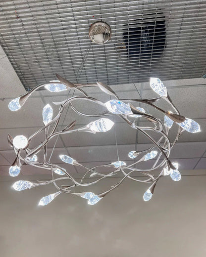 Modern Linear/Round Floral Branches Crystal Chandelier - Zelno Lighting