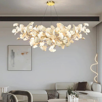 Modern Luxury Linear Ginkgo Ceramic Chandelier for Dining Room/Kitchen Island - Zelno Lighting