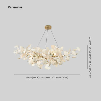 Modern Luxury Linear Ginkgo Ceramic Chandelier for Dining Room/Kitchen Island - Zelno Lighting