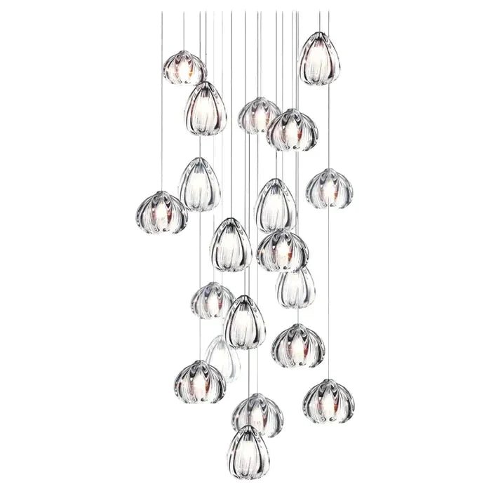 Modern Nordic Style Hand Blown Glass Pendant Crystal Chandelier For Dining Room/Living Room/Stairwell - Zelno Lighting