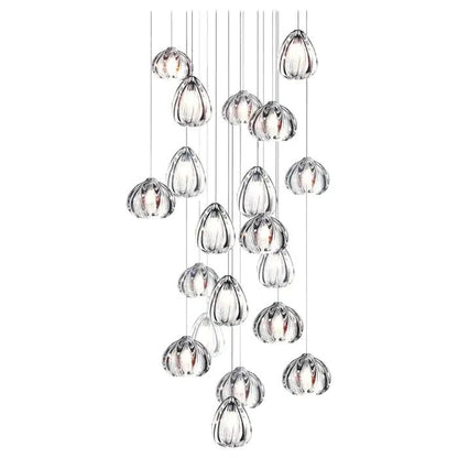 Modern Nordic Style Hand Blown Glass Pendant Crystal Chandelier For Dining Room/Living Room/Stairwell - Zelno Lighting