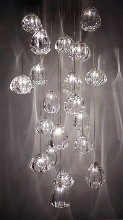 Modern Nordic Style Hand Blown Glass Pendant Crystal Chandelier For Dining Room/Living Room/Stairwell - Zelno Lighting
