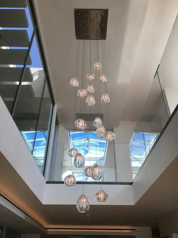 Modern Nordic Style Hand Blown Glass Pendant Crystal Chandelier For Dining Room/Living Room/Stairwell - Zelno Lighting