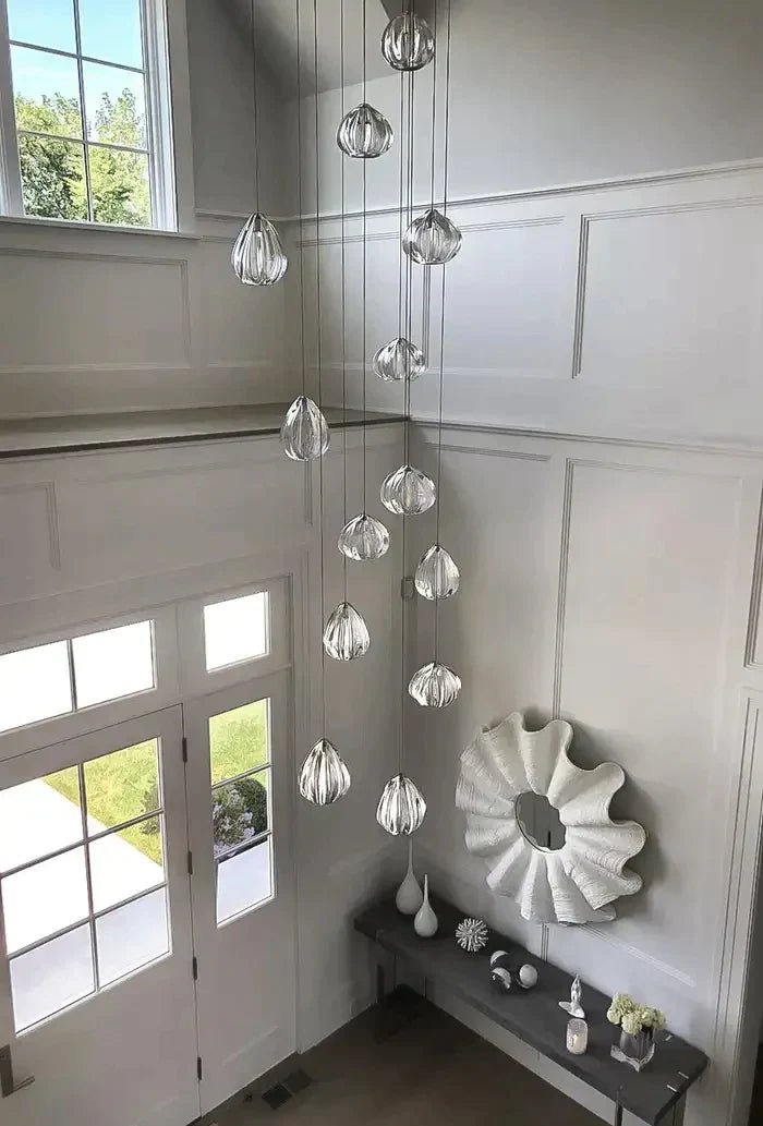 Modern Nordic Style Hand Blown Glass Pendant Crystal Chandelier For Dining Room/Living Room/Stairwell - Zelno Lighting