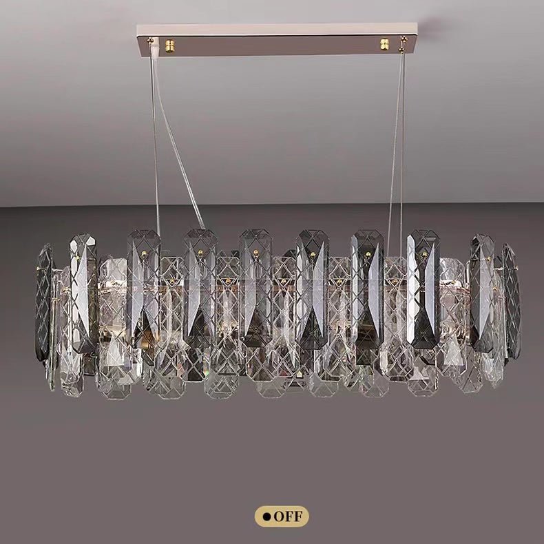 Modern Smoky Gray Crystal Chandelier Gleamy Light Fixture for Living/Dining Room/ Bedroom/ Home Office - Zelno Lighting