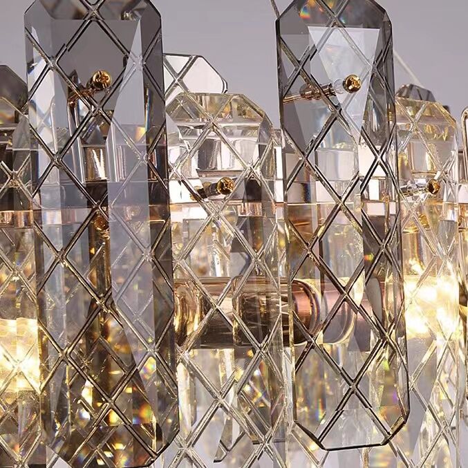 Modern Smoky Gray Crystal Chandelier Gleamy Light Fixture for Living/Dining Room/ Bedroom/ Home Office - Zelno Lighting