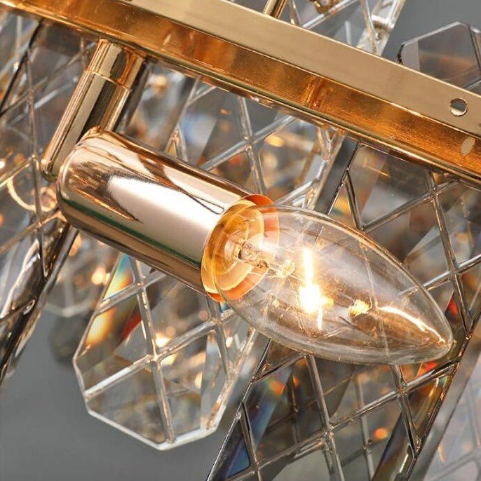 Modern Smoky Gray Crystal Chandelier Gleamy Light Fixture for Living/Dining Room/ Bedroom/ Home Office - Zelno Lighting