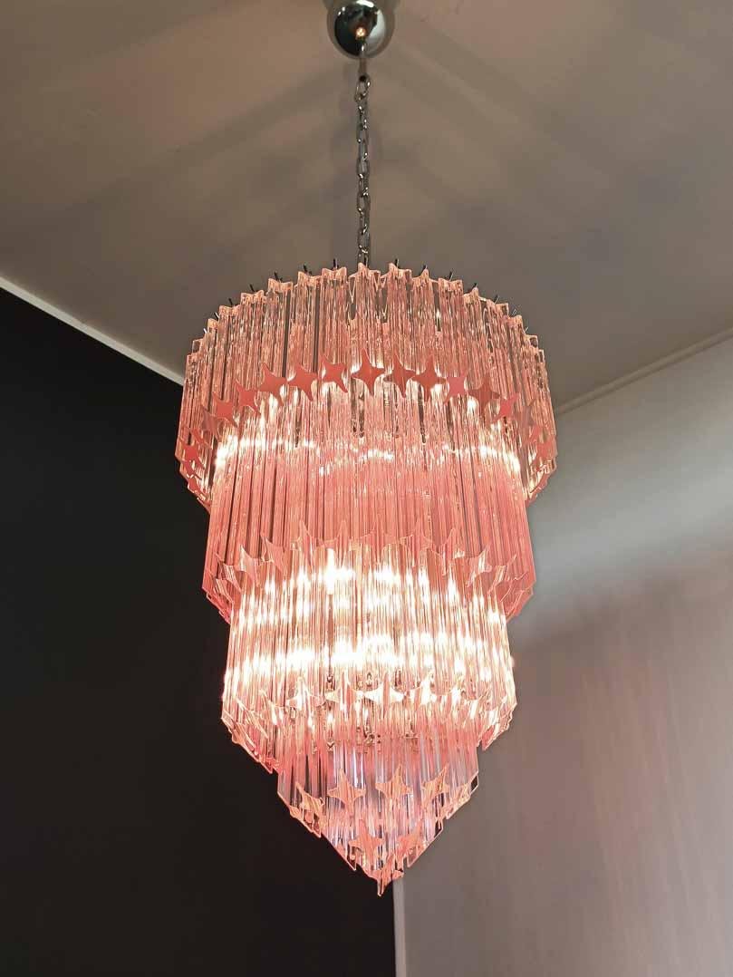 Murano Chandelier – 112 prisms – Pink - Zelno Lighting