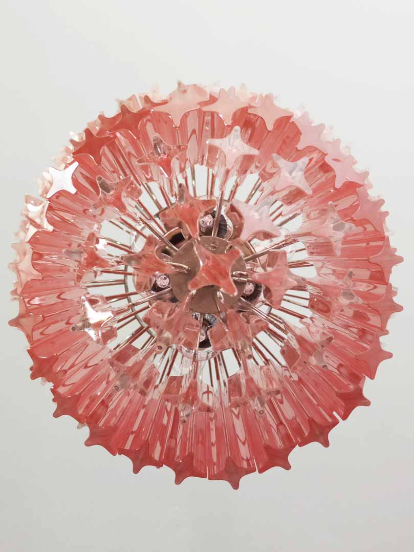 Murano Chandelier – 112 prisms – Pink - Zelno Lighting