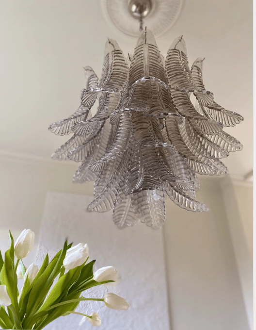 Murano Chandelier – 36 glass leaves – Smoked - Zelno Lighting