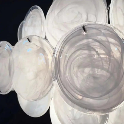 Murano Chandelier 36 White Disks - Zelno Lighting