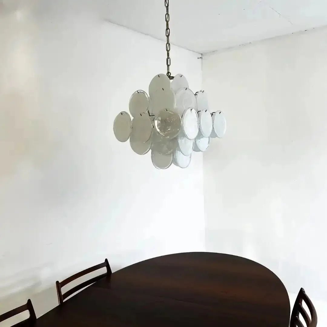 Murano Chandelier 36 White Disks - Zelno Lighting