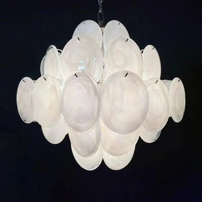 Murano Chandelier 36 White Disks - Zelno Lighting
