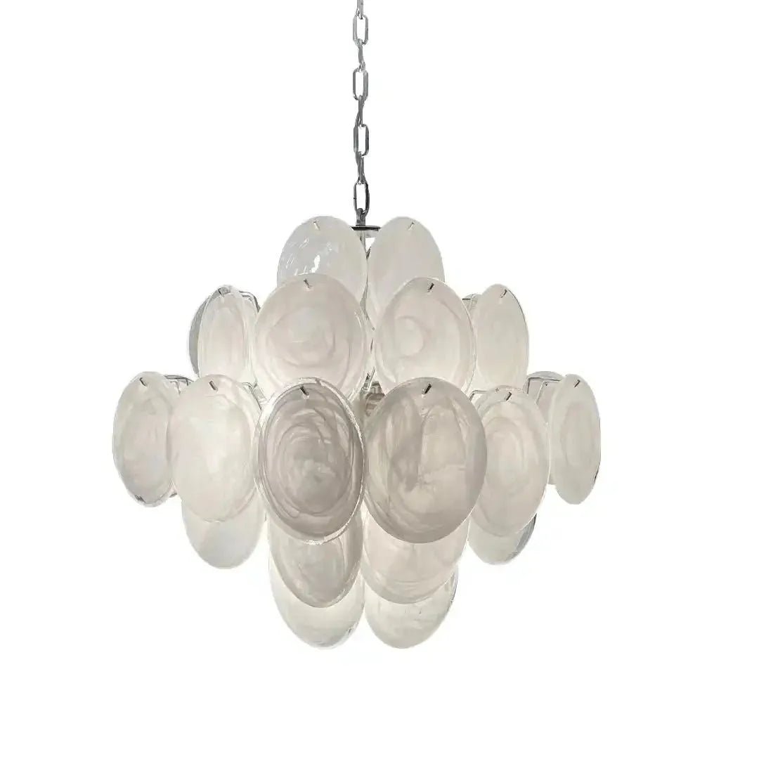 Murano Chandelier 36 White Disks - Zelno Lighting
