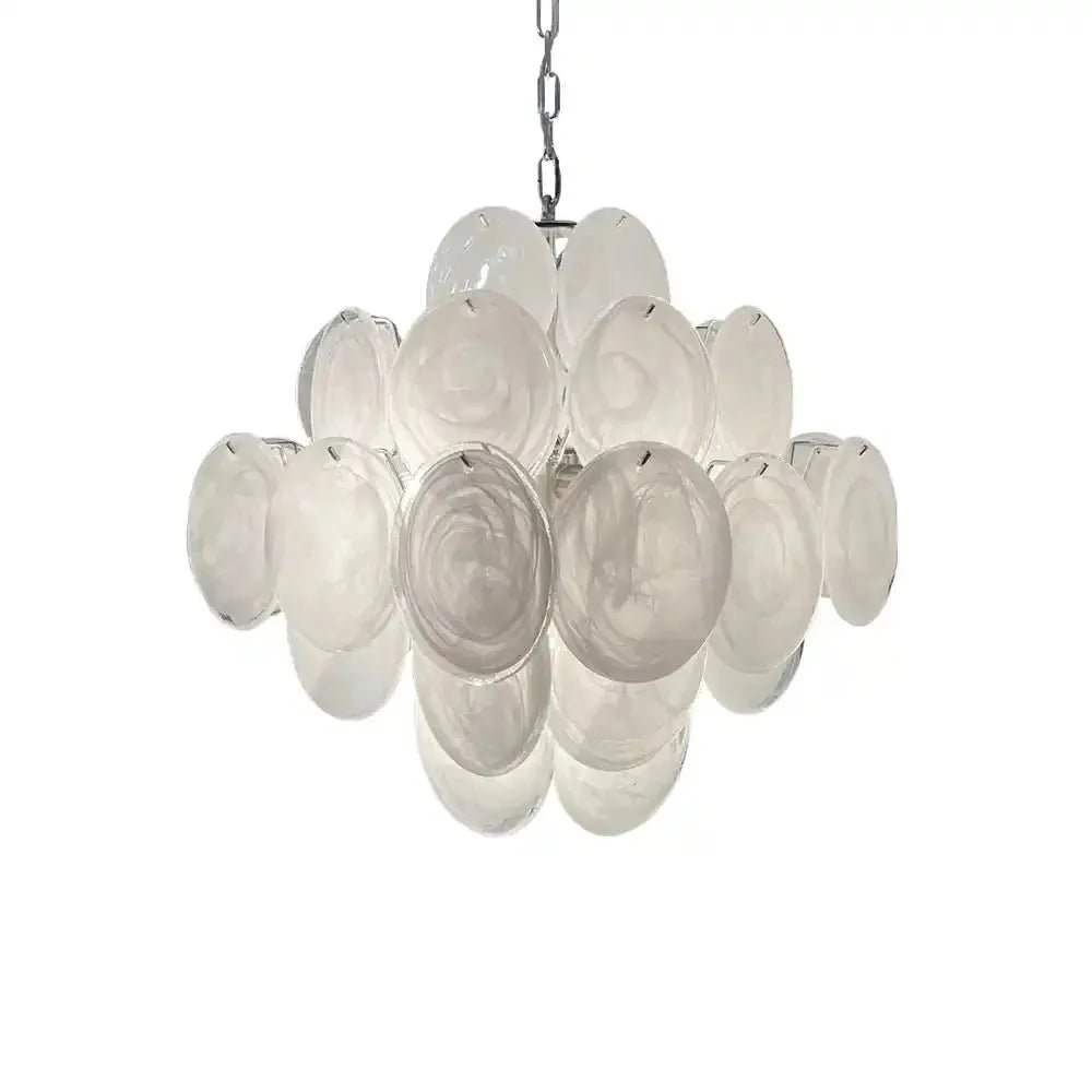 Murano Chandelier 36 White Disks - Zelno Lighting