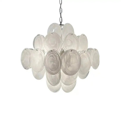 Murano Chandelier 36 White Disks - Zelno Lighting