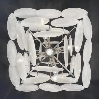 Murano Chandelier 36 White Disks - Zelno Lighting