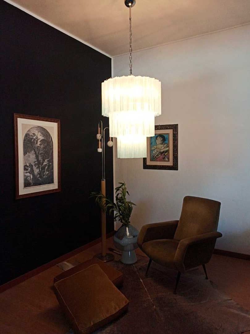Murano Chandelier – 52 tubes – Opal - Zelno Lighting