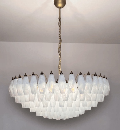 Murano Chandelier – Poliedri – 185 glass – White Alabaster - Zelno Lighting