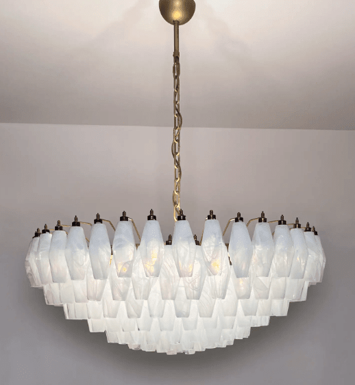 Murano Chandelier – Poliedri – 185 glass – White Alabaster - Zelno Lighting