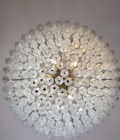 Murano Chandelier – Poliedri – 185 glass – White Alabaster - Zelno Lighting