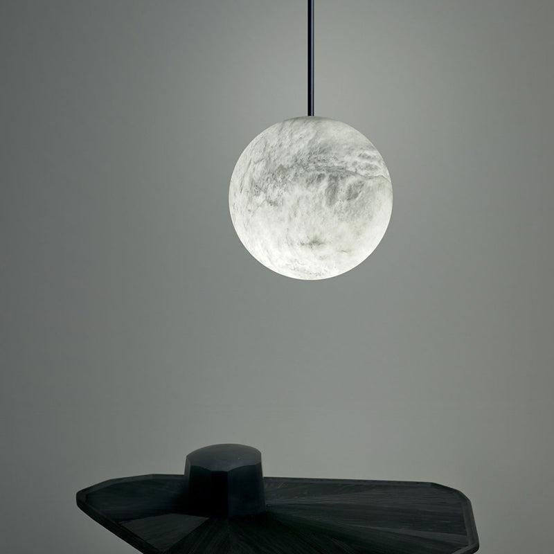 Nami Alabaster Sphere Staircase Chandelier Brass Multi Pendant Light - Zelno Lighting