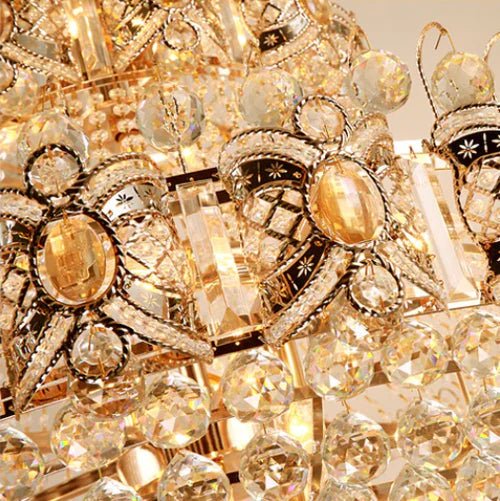 Oversized Luxury Multi - layers Gold Crystal Chandelier For High - ceiling Living Room/Foyer - Zelno Lighting