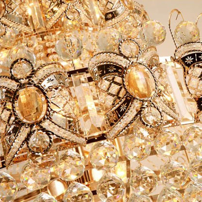 Oversized Luxury Multi - layers Gold Crystal Chandelier For High - ceiling Living Room/Foyer - Zelno Lighting