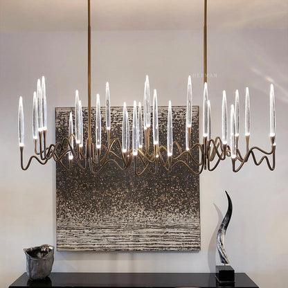 Pezzo Crystal Long Chandelier L78'' 59'' 40'' - Zelno Lighting