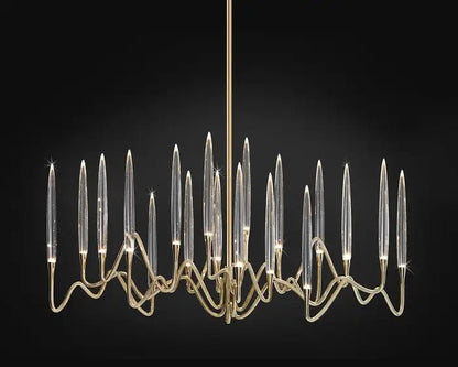 Pezzo Crystal Long Chandelier L78'' 59'' 40'' - Zelno Lighting