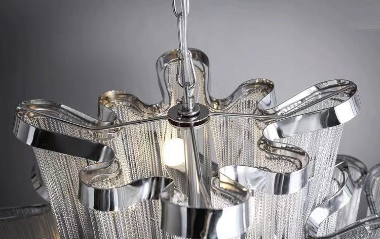 Post - Modern Extra Large Stainless Steel Long Tassel Chandelier for Large Living Room / Staircase / Villa / Duplexes - Zelno Lighting