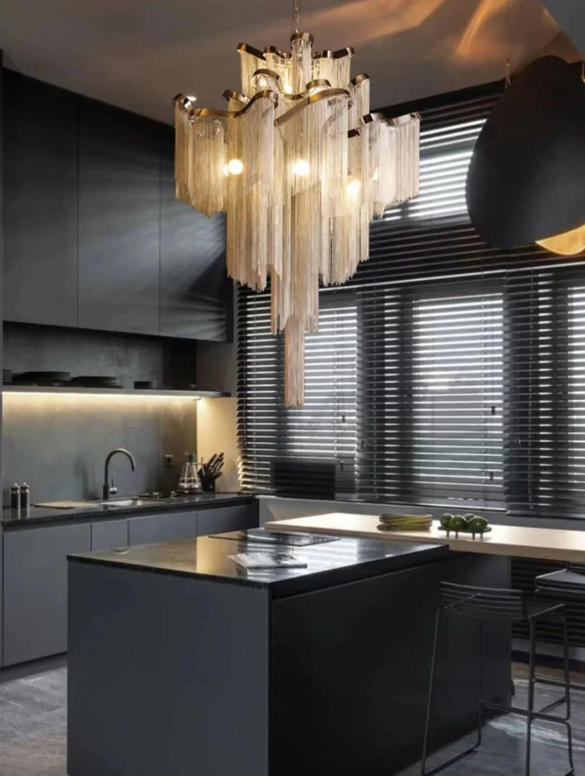 Post - Modern Extra Large Stainless Steel Long Tassel Chandelier for Large Living Room / Staircase / Villa / Duplexes - Zelno Lighting