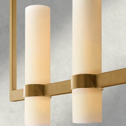 Ravay Linear Milk Glass Chandelier 59", 71" - Zelno Lighting