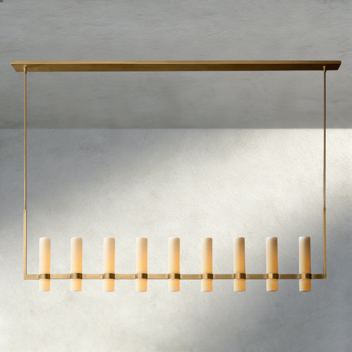 Ravay Linear Milk Glass Chandelier 59", 71" - Zelno Lighting