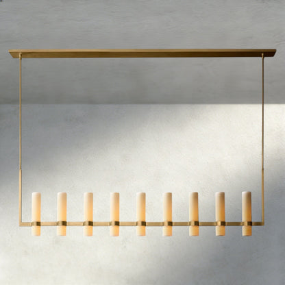 Ravay Linear Milk Glass Chandelier 59", 71" - Zelno Lighting