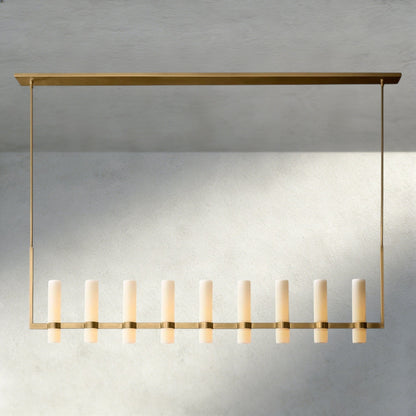 Ravay Linear Milk Glass Chandelier 59", 71" - Zelno Lighting