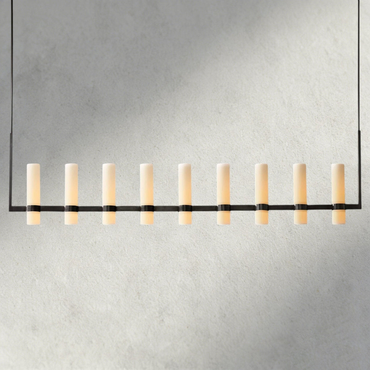 Ravay Linear Milk Glass Chandelier 59", 71" - Zelno Lighting