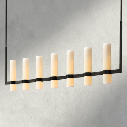 Ravay Linear Milk Glass Chandelier 59", 71" - Zelno Lighting